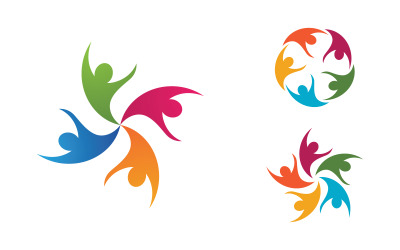 Human care adoption group network and social logo design vv.105
