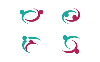 Human care adoption group network and social logo design vv.115
