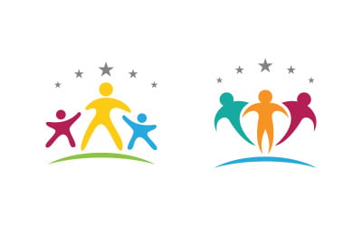 Human care adoption group network and social logo design vv.120