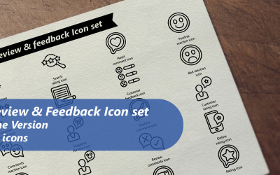 Review And feedback Line Icon Set Template