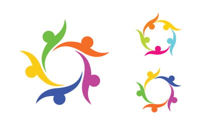 Human care adoption group network and social logo design vv.118