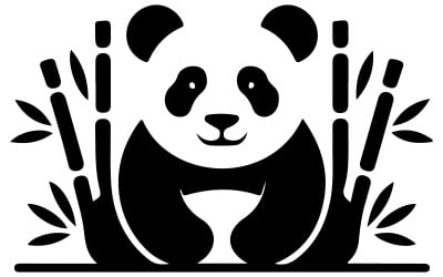 A minimalist logo design of a panda bear