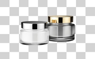 Cosmetics glass jars with transparent background