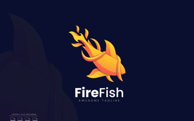 Modello di logo sfumato di pesce di fuoco