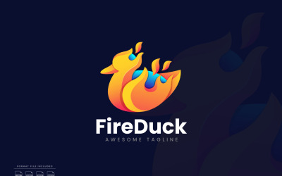 Шаблон градиентного логотипа Fire Duck