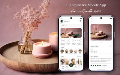 Aurum – Mobil E-ticaret Mum Mağazası Uygulaması Kullanıcı Arayüzü Şablonu