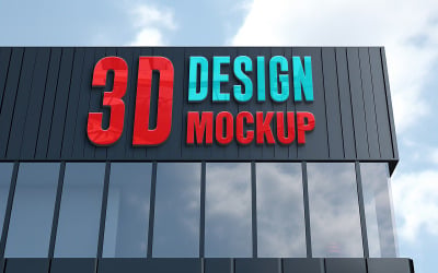 Building Sign Logo Mockup PSD – Realistic Exterior Branding Display Modern Building Logo Mockup PSD