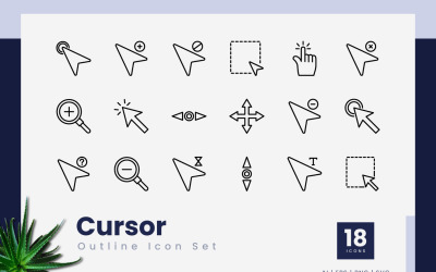 Conjunto de iconos negros del contorno del cursor