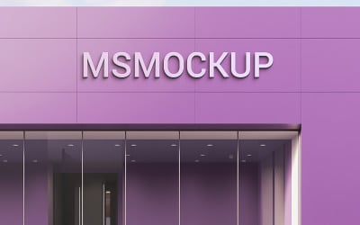 Facade Sign Mockup PSD Outdoor Store Logo Presentation 3D Storefront Logo Mockup PSD