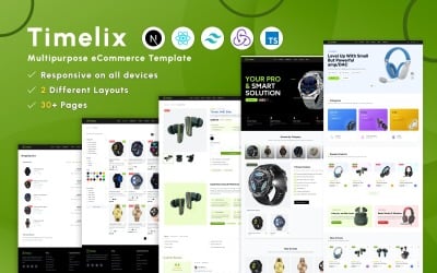 Timelix - Modello di sito web di e-commerce moderno con Next JS e Tailwind CSS, design reattivo