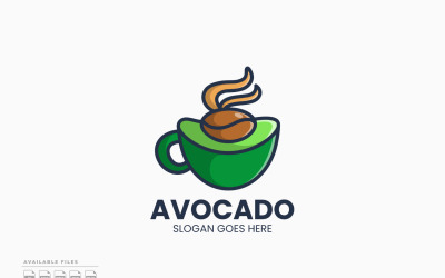 Avokado Kahve Logo Şablonu Vektör Tasarımı