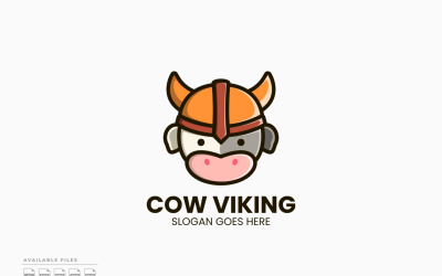 İnek Viking Logo Şablonu Vektör Tasarımı