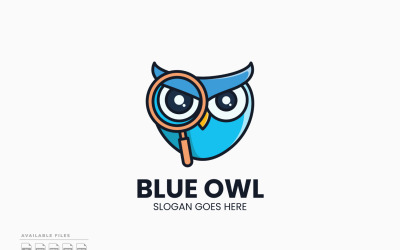 Modello di logo del gufo blu - Design vettoriale