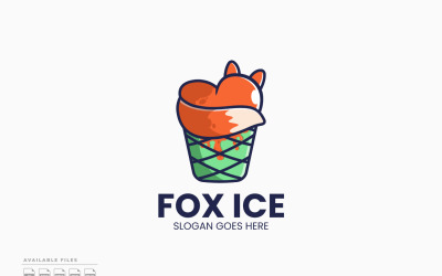 Modelo de logotipo de sorvete Fox - design vetorial