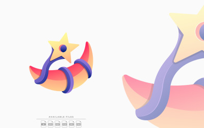 月亮彩色标志插图