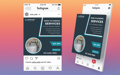 Mall för professionella VVS-tjänster i sociala medier för kampanjer och underhållserbjudanden