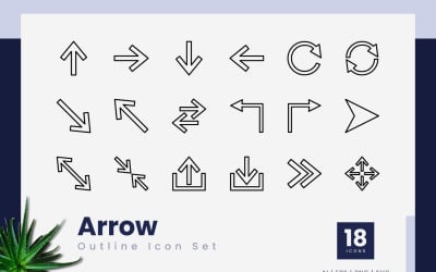 Arrow Outline Black Icons Set