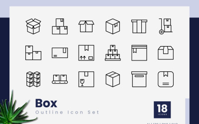 Box Outline Black Icon Set