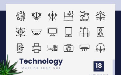 Conjunto de iconos de esquema de tecnología