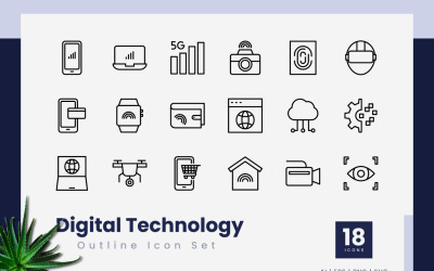 Digital Technology Outline Icons