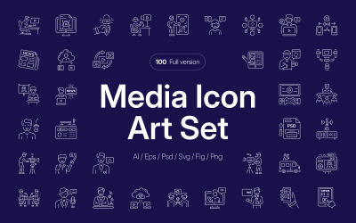 Modern Media Icon Art Set