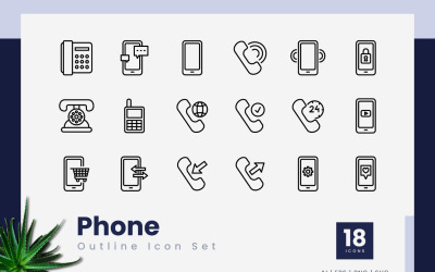 Phone Outline Black Icon Set