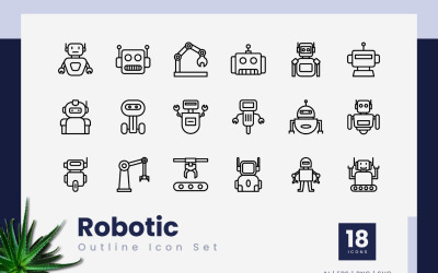 Robotic Outline Black Icon Set