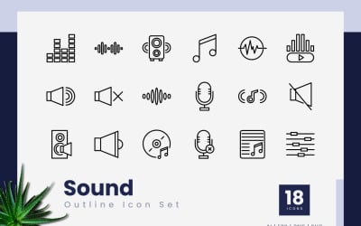 Sound Outline Black Icon Set