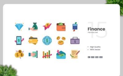 15 Finance Flat Icons Set