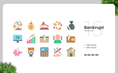 15 konkurs platta ikoner set