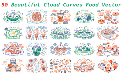 50 Beautiful Cloud Curves Food Vector