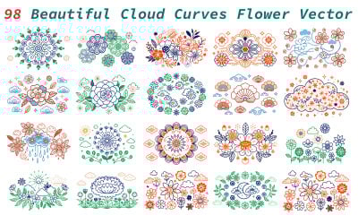 98 Wolkenkurven Blumenvektor