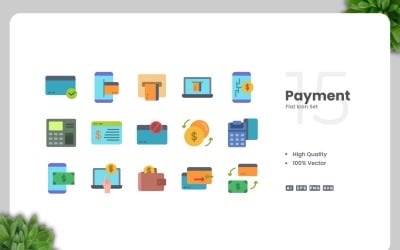 15 Payment Flat Icons Set