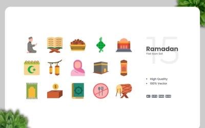 15 Ramadan Flat Icons Set