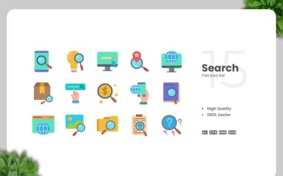 15 Search Flat Icons Collection