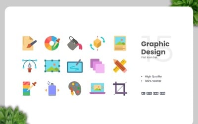15 set platte grafische ontwerppictogrammen