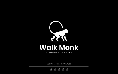 Monkey Walk Silhouette Logo Design