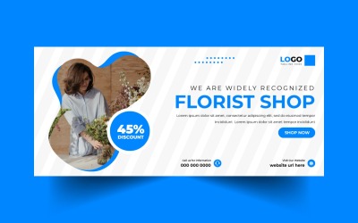 Çiçek Dükkanı sosyal medya kapağı veya web afişi şablonu