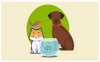 Cute Vector Illustration of Pet Animals