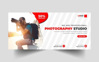 Mall för omslagsbanner för sociala medier i fotostudio