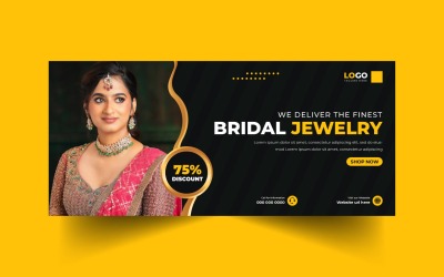 Modello di banner per la copertina dei social media dei gioielli da sposa