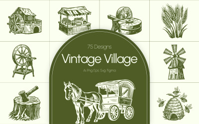 Vintage by illustration set