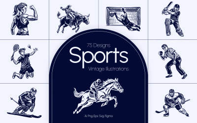 Zestaw ilustracji sportowych w stylu vintage
