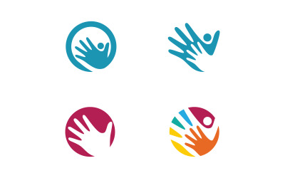 Human care adoption group network and social logo design vv.150