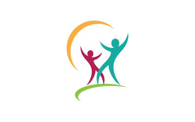 Human care adoption group network and social logo design vv.151