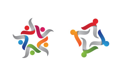 Human care adoption group network and social logo design vv.154