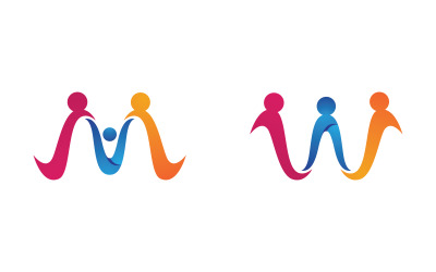 Human care adoption group network and social logo design vv.157