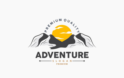Logotipo de montaña, naturaleza, paisaje, vector, V2