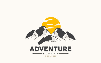 Logotipo de montaña, naturaleza, paisaje, vector V3