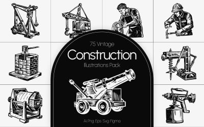 Vintage Construction Art Set